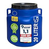 plasteo® 20 Liter Weithalsfass mit Deckel und Griffen Eckig Blau, Lebensmittelecht und BPA-Frei, Futtertonne Kunststofffass Universalfass Deckelfass Wasserfass Regentonne Lagerfass, Blau