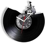 Dekorative Wanduhren, 30,5 cm, Mädchen auf Roller mit Hund, Vinyl-Schallplatte, Wanduhr für Schlafzimmer, Vintage, Motorrad, Motorrad, Retro-Wanduhr, Heimdekoration, Auto-Kunst, Geschenk