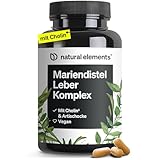 natural elements Mariendistel Leber Komplex - 120 Kapseln - mit Mariendistel, Cholin, Artischockenextrakt, Curcuma & Zink - Leberkur Hochdosiert, vegan, laborgeprüft und in Deutschland produziert