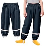 Baogaier Unisex Kinder Matschhose Regenlatzhose Mädchen Jungen Marineblau Ungefüttert Wind-und wasserdichte Dünn Leicht Sport Regenhose Regenbekleidung mit Reflektor für 9-10 Jahre, GR.134-140