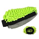 Auto-Waschhandschuh, verdickte, kratzfeste Chenille-Mikrofaser-Reinigungstuch, Waschhandschuhe – doppelseitiges, saugfähiges Tuch für die Außenpflege, Grün
