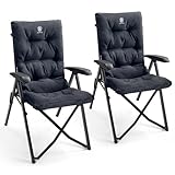 EVER ADVANCED Campingstuhl Faltbar Rückenverstellbar in 4 Positionen 150 KG Belastbarkeit Klappstuhl Luxus 6cm Dicke Gepolstert Gartenstuhl Hohe Lehne Angelstuhl für Camp Garten Balkon Alu+Stahl