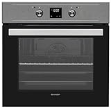 Sharp K-61DX28AM0-EU Einbau-Elektro-Backofen mit 68 L auf 5 Ebenen, Pyrolyse Selbstreinigung, 7 Heizarten (Heißluft), Dark Inox
