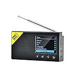 DAB-Radio mit 2,4-Zoll-LCD-Display, Wiederaufladbarer BT-Radiowecker für Home-Office-Reiseempfänger für Großbritannien, Deutschland, Italien, 9 Sprachen