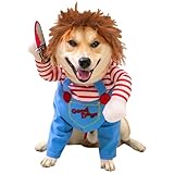 Sikweny Hundekostüm Halloween Hund Inklusive Jacke und Kunstbart Hunde Halloween Verstellbar Dog Costume Atmungsaktiv Katzenkostüm Kostüm Katze für Festivalkostüme Mottopartys (L)