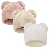 DRESHOW Kleinkind Beanie Baby Wintermützen Baby Weich Stricken Süße Bärenohren Mütze für Jungen Mädchen Warm Mütze Mützen für 0 Monate-6 Monate