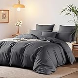 Boqingzhu Mako Satin Bettwäsche 135x200 cm Grau Anthrazit 100% Baumwolle Lyocell Seide Bettwäsche Set mit 2 Kissenbezüge 80x80cm, Atmungsaktiv & Weich, Perfekt für Sommer und Winter