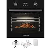 KB-ELEMENTS Einbaubackofen mit stecker - Pizzafunktion, Umluft, Rotisseriefunktion, A+, 3 Fach-Verglasung, EU-Stecker, Teleskopauszug (Schwarz)