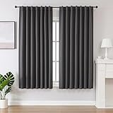 Joydeco Thermo Vorhänge Schlaufenschal 2er Set,H 175 x B 140 Grau Thermovorhang Kälteschutz Schlaufenvorhang Verdunkelung Gardinen Blackout Vorhang Blickdicht Schlafzimmer Wohnzimmer