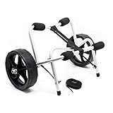 Wiltec klappbarer Alu Kanuwagen bis 68 kg, Transportwagen für Boote, Kanus und Kajaks, Surfwagen mit Polstern, ⌀26 cm PU-Räder inkl. Nylonband zur Fixierung