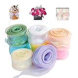 8 Rollen Organzaband 4cm x 9m Chiffonband Schimmernde transparente Seidenband Geschenkband Dekorative Bänder für Basteln Geschenkbandschleifen Hochzeit