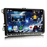 Erisin 9 Zoll Android 13 Autoradio 8-Kern 4GB+64GB Für VW Golf 5 Golf 5 Tiguan Passat Jetta Caddy Scirocco mit GPS Navigation Wireless CarPlay Android AUTO WiFi 4G Bluetooth FM RDS Radar DSP DAB+ TPMS