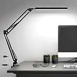 SKYLEO Schreibtischlampe LED Dimmbar - LED Desk Lamp mit Clip - Augenschutz LED Schreibtischleuchte - 3 Lichtmodi x 10 Helligkeitsstufen - Schwarz