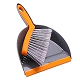HAMPPLIES Mini Besen und Kehrschaufel Orange Tragbares Desktop Reinigungsset mit Weichen Borsten Gebogenem Griff und Platzsparend für Enge Räume und Kinderhausarbeit