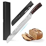 HAUSVIVO Premium Brotmesser mit Wellenschliff – 20 cm Klinge aus Hochwertigem Edelstahl – Ergonomischer Farbholzgriff – Ultrascharf & Präzise – Brötchenmesser für Brot, Baguette & Gebäck