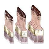 Hardy Working Tools 18 Stk. Flachpinsel-Set: 25 mm – 6 Stk. / 50 mm – 6 Stk. / 75 mm – 6 Stk. Serie 45, Synthetik Lasurpinsel, Flachpinsel mit Naturholzgriff, Lackierpinsel mit Stahlzwinge