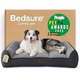 BEDSURE waschbares Hundebett Grosse Hunde - 106x76x24cm extra Dicke unterstützende Hundesofa mit wasserdichter Hülle, rutschfest Hundekorb große mit weichem plüsch Sherpa,dunkelgrau