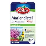 Abtei Mariendistel Plus mit Artischocke - unterstützt die Leberfunktion - fördert die Fettverdauung - laborgeprüft und natürlich wirksam - 30 Kapseln, Verdauungssystemsgesundheit