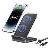 15W Wireless Charger Stand Qi Induktive Ladestation für Samsung Galaxy S24 Ultra S23 S22 S21 S20 FE, Schnelles Kabelloses Handy Ladegerät für iPhone 16 15 14 13 12 11, Google Pixel 9 Pro 8 a 7 6 5XL