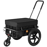 SEPNINE 2in1 Einkaufstrolley mit 86L Kapazität, Handwagen mit Schiebebügel, bis 40kg belastbar, Trolley & Sackkarre mit 40 cm Luftreifen, Fahrrad Lastenanhänger, Schwarz