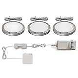 B.K.Licht - 3er Set Unterbauleuchte mit Kabelschalter, warmweiße Lichtfarbe, je 1,8W, Unterbauleuchte Küche, LED Lichtleiste Küche, Schrankbeleuchtung, LED Lampe, 5,9x0,95 cm, Aluminiumfarbig