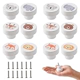 OESSUF 12 Stk Schrankknöpfe Holz fur Kinderzimmer, 35mm Runde Möbelknöpfe mit Schrauben, Holzgriffe für Schränke Weiß Türknöpfe für Kinder