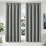 TOPICK Vorhänge Blickdicht Wohnzimmer Gardinen mit Kräuselband Verdunklungsvorhänge Blackout Curtains 175x140 cm 2er Set Vorhänge Schlafzimmer Gardinen für Schienensystem Übergardinen Hellgrau