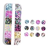 LOLIPPYY 6 Stück Bunte Pailletten Nagelornamente Holografisch Nagelkunst Selbstgemacht Zubehör für Natürliche und Künstliche Nägel Leichte Maniküre Pailletten für Frauen