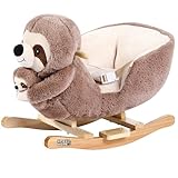 DEUBA® Schaukelfaultier Schaukeltier ab 1 Jahr mit Musik Rückenlehne Sicherheitsgurt Kinder Baby Schaukel Spielzeug Wippe