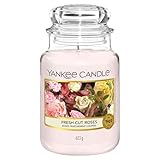 Yankee Candle Duftkerze im Glas (groß) – Fresh Cut Roses – Kerze mit langer Brenndauer bis zu 150 Stunden