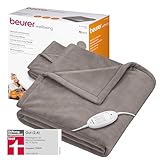 Beurer HD 75 Heizdecke, kuschelige Wärmedecke mit 6 Temperaturstufen, Sicherheitssystem und Abschaltautomatik, maschinenwaschbar, taupe, 180 x 130 cm