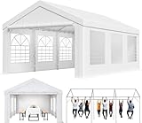 Homall Partyzelt 4x6,Metall Gestell Gartenzelt,Pavillon Wasserdicht 560g/m² PE-Plane,Zelt Stabil-18 Bodenhaken 4 Windfesten Seilen,UV-Schutz 50+Große Luxus Hochzeitszelt Gartenpavillon24m²,Weiß