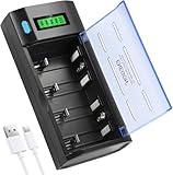 ENEGON Batterie Ladegerät–Universal Akku Ladegerät & Battery Charger für AA/AAA/C/D/9V NiMH/NiCD wiederaufladbare Batterien –mit LCD Display, Entladefunktion und 4 Ladeschächten(Kein Adapter)