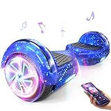6.5 Zoll Electric Scooter with Bluetooth & Flashing LED Tires & Light-Up Motors, All Terrains Hoverboard for Boys Girls Kids Teens