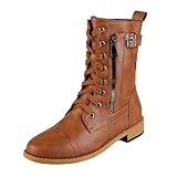 Boots Damen 42 Schwarz - Braune Winterboots Damen Stiefeletten Warm Schuhe Elegante Winterschuhe Flache Ankle Boots Leichte Schnürboots Mit Seitlicher Reißverschluss Damenschuhe Bequeme Damenstiefel