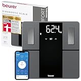 Beurer BF 500 Personenwaage mit Bluetooth und App, digitale Körperfettwaage mit 180 kg Tragkraft, Analysewaage zur Messung von Körperfett, Muskelanteil, Kalorienbedarf etc., XL-Display
