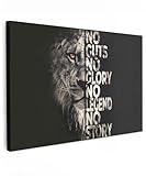 MuchoWow© Leinwand Bilder Groß 120x80 cm XXL Wanddeko Wohnzimmer Aesthetic Room Decor Deko Zimmer Wandbilder Modern Fotogeschenke Löwe - Sprüche - Tiere - No guts no glory no legend no story&quo