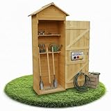 Mucola Gerätehaus mit 2 integrierten Regalböden 79x49x190 cm Geräteschuppen Gartenschrank aus Holz Geräteschrank Gartenhaus Gartengerätehaus