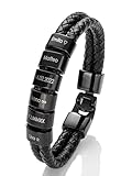 MYCLUSIV® Personalisiertes Lederarmband für Herren in Schwarz mit Namen - Armband mit Gravur - Weihnachts-Geschenk für Männer - Männerarmband - Geschenk für Papa