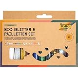 folia 5791 - Bio Glitter & Pailletten Set RAINBOW, 10 Tuben inkl. 90 g Deko-Kleber, organischer Glitzer und Pailletten in verschiedenen Formen und Farben, zum Verzieren und Dekorieren