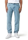 Herren Carrot Fit Jeans mit Knopfleiste Jeanshose Streetwear Loose Denim Pants Karottenschnitt Lässig Männer, Farbe:Vintage Blue, Hosengröße:W34 L32
