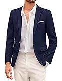 COOFANDY Herren Sakko Sportlich Freizeit Blazer Modern Jackett Business Anzugjacke 1 Knopf Marineblau L