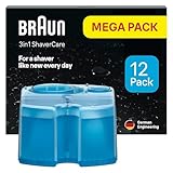 Braun 3-in-1 ShaverCare Reinigungskartuschen für Reinigungsstationen – ORIGINAL Kartuschen – Reinigt Rasierer 10x besser als Wasser, Scherkopfreiniger, Entfernt Haare und Hautpartikel – 12er Pack