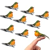10 Christbaumschmuck Vögel Rotkehlchen Deko, Künstlicher Vogel und Feder, 8cm*3.5cm Weihnachtsbaumschmuck Vögel, für Christbaumschmuck Hochzeitsdekoration Gartendeko, Weihnachtsbaum-Dekoration
