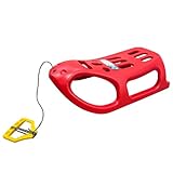 Prosperplast Schlitten Little Seal Kinderschlitten mit Zugkabel 86 x 46 x 25 cm | rot | Kunststoff | Metallkufe | robuster Schlitten für den Winterspaß
