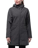 33,000ft Softshelljacke Damen Lange Übergangsjacke Wasserdicht Winddicht Softshellmantel Windbreaker Atmungsaktiv Wanderjacke Outdoor Mantel mit Abnehmbarer Kapuze Dunkelgrau, 38