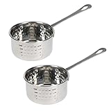 2x Edelstahl Soßentopf mit Stiel ø 10 cm Fassungsvermögen 300 ml Stieltopf Stielkasserolle Serviertopf Sossentopf