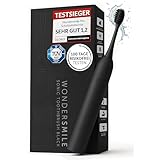 Wondersmile Schallzahnbürste PRO - Testsieger 2025-100 Tage risikofrei testen - TÜV-geprüft - Elektrische Zahnbürste, 4 Programme - 60 Tage Power Batterie mit Smart-Bürstenkopf (Ultimate Black)