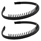 Tomedeks 2 Stück Einfach haarreif Zähne Kamm Stirnbänder, Rutschfestes Elastisches Haarband Haarreif mit Zähnen Haarreifen Haarschmuck Stirnband für Männer und Damen (Schwarz)