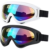 SHYL~JIER Schneebrille, 2er-Pack, Ski-, Motorrad-, Snowboardbrille mit UV-Schutz, winddicht, blendfrei, für Herren, Damen, Jugendliche, Kinder